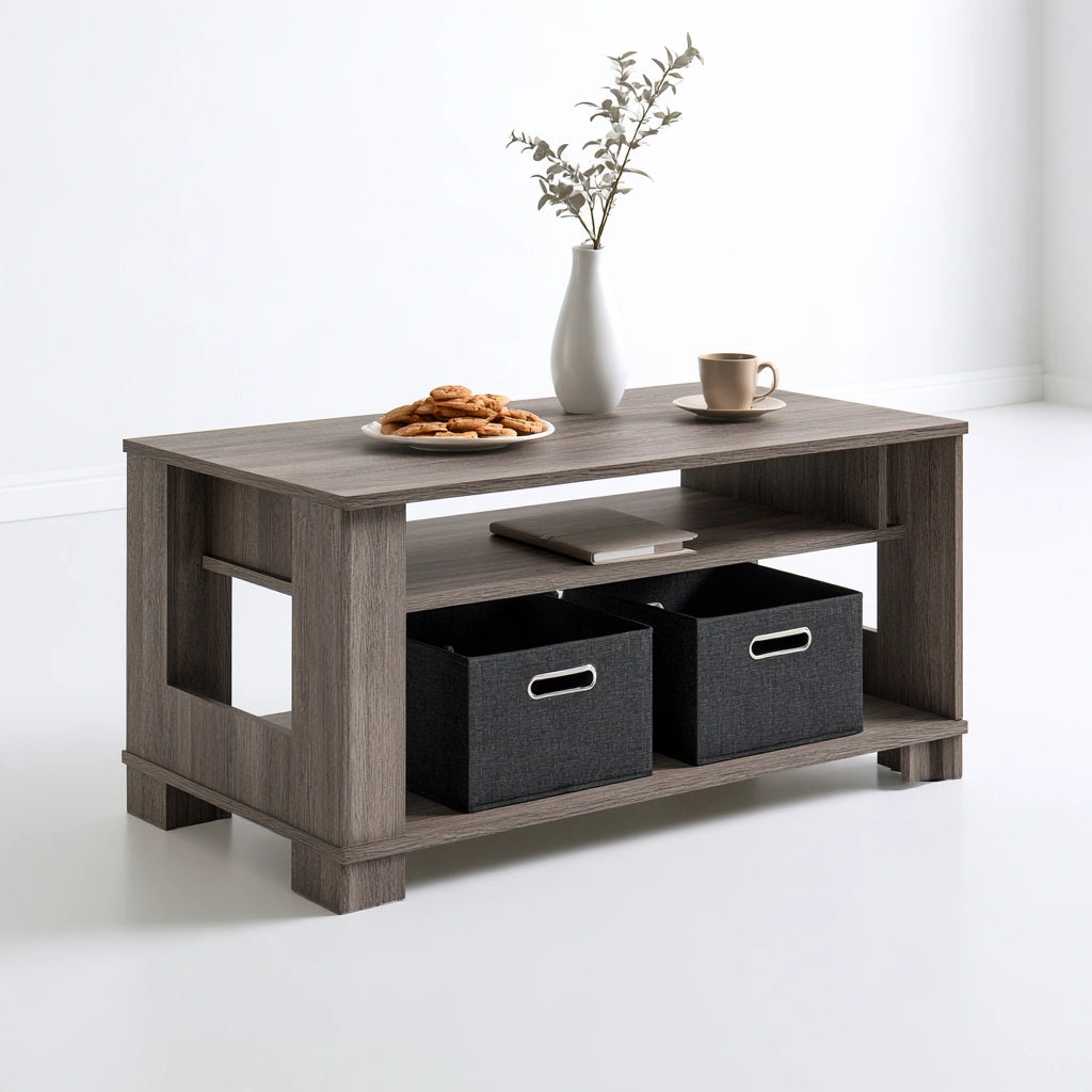 Moderner Couchtisch, aus Holz, Farbe: grau