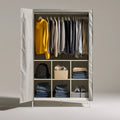 Kleiderschrank, mit klarer Formgebung, Farbe: grau