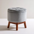 Gepolsterter Hocker mit Stauraum, mit Samtbezug, mit Stauraum, Farbe: grau